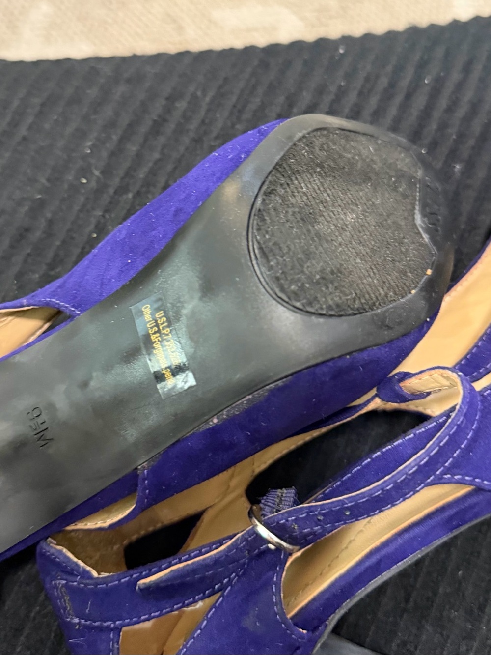 Guess Purple Suede T-Strap Stiletto Heels - Picture 4 of 4